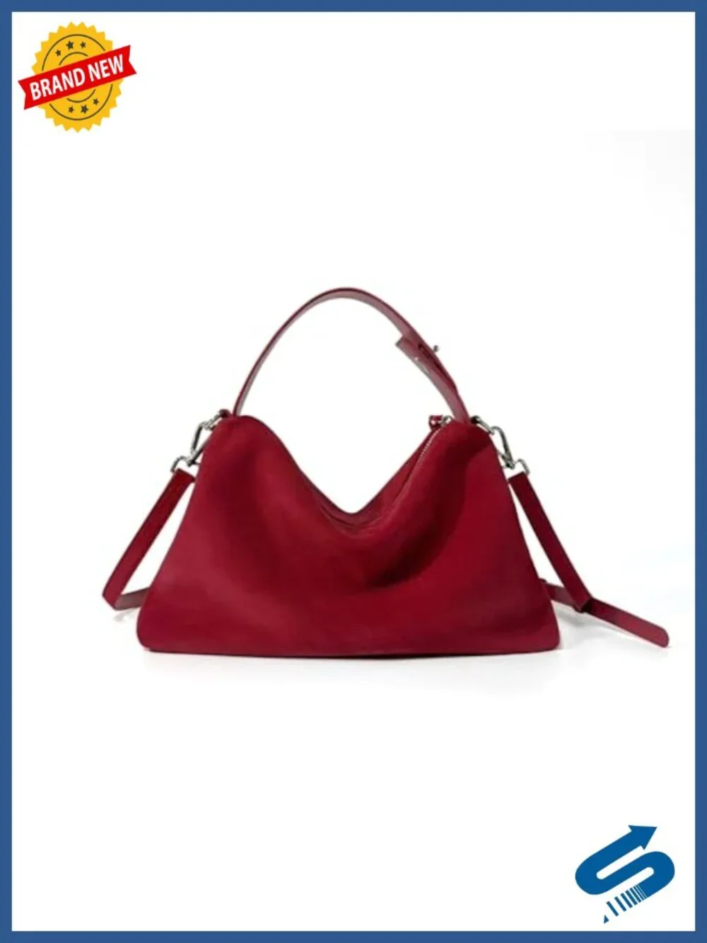 Suede Leather Tote Bag with Adjustable Crossbody Strap Hobo Satchel Purse
